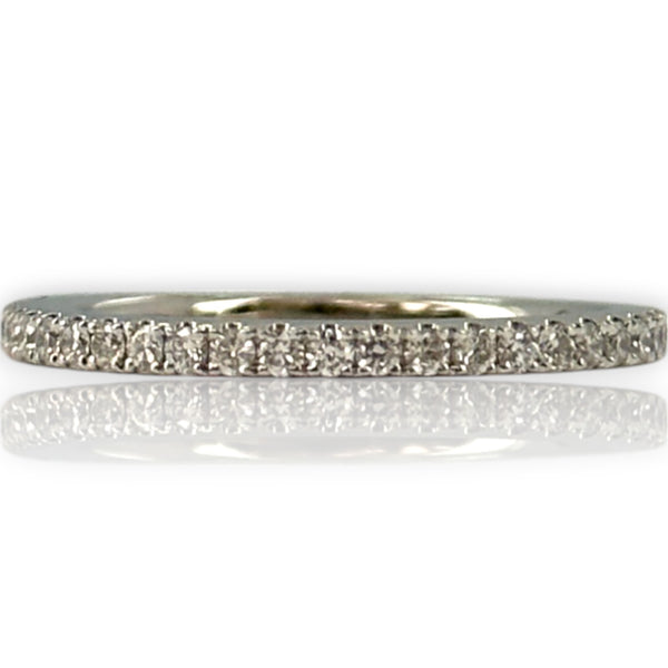 Vera Wang Love Collection Solid 14kt White Gold and 1/4ctw Diamond Half Eternity Band Ring Size 6.75
