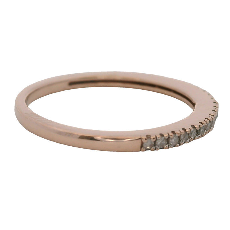 Solid Rose Gold 10kt and Diamond Thin 1.5mm Stackable Band Ring Size 5.5