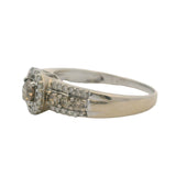LeVian Solid 14kt White Gold and Champagne and White Diamond Engagement Ring Size 9
