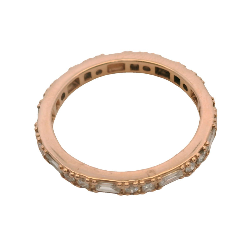 Solid 14kt Rose Gold and Multi-Cut Diamond Eternity Band Ring Size 7