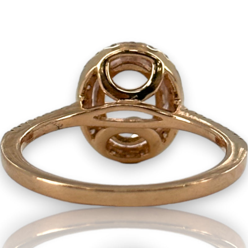 QCD Quality Color Design 14kt Solid Rose Gold and Morganite Ring with Accent Diamond Halo Engagement Size 7