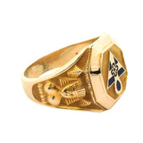 Vintage Solid 10kt Yellow Gold AMORC Rosicrucian Order Ankh and Sphinx Commemorative Ring Size 10