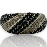 EFFY 14kt White Gold Black Sapphire and White Diamond Twist Statement Ring Size 7