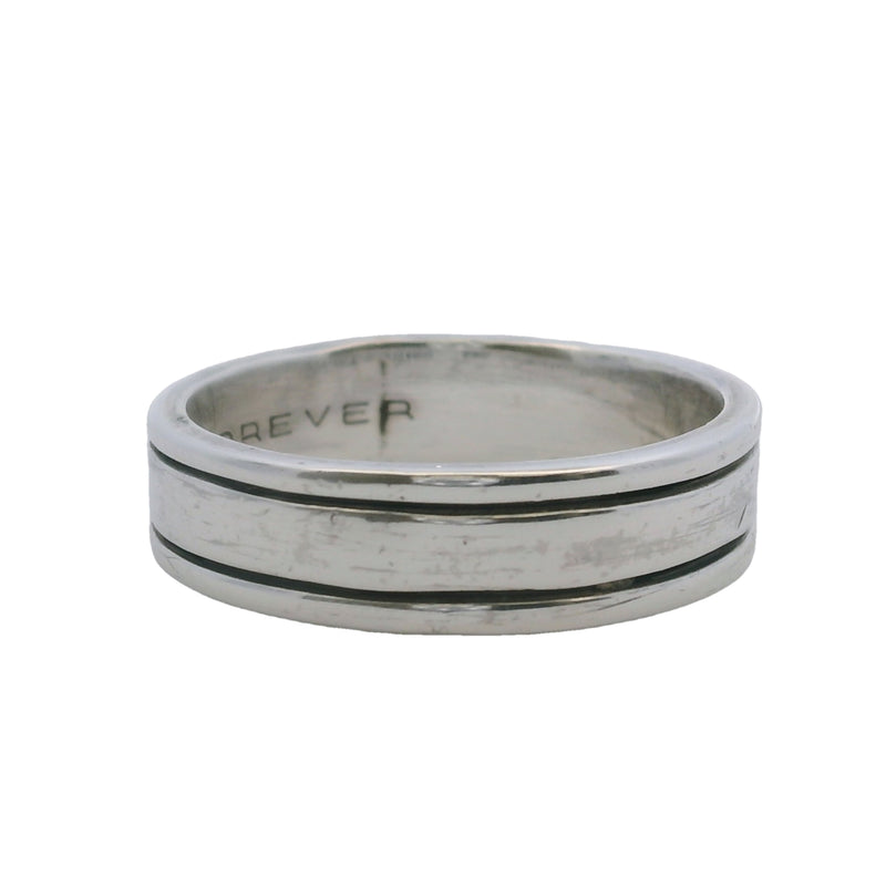 Anillo de banda de doble filo de 6,3 mm en plata de ley 925, fabricado en México.