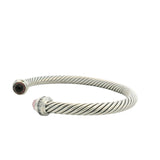 David Yurman Solid 925 Sterling Silver Tourmaline and Diamond Cable Bracelet 7"