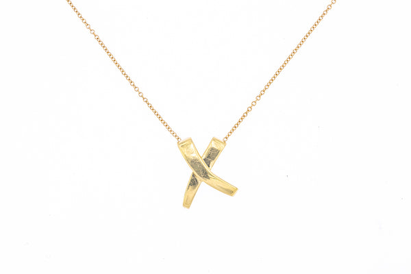 Tiffany & Co Paloma Picasso Graffiti X Pendant 18K 750 Yellow Gold Necklace