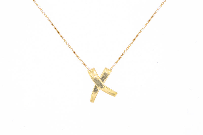 Tiffany & Co Paloma Picasso Graffiti X Pendant 18K 750 Yellow Gold Necklace