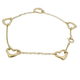 Tiffany & Co Elsa Peretti 18kt Yellow Gold Open Hearts 5 Heart 7.5" Bracelet