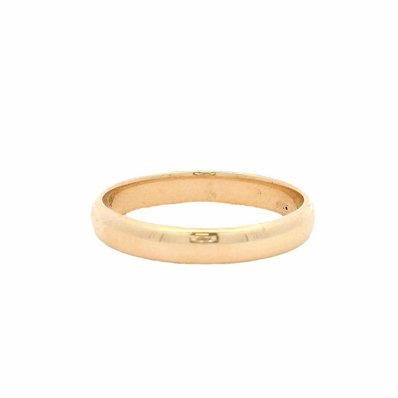 Antique 1933 Solid 14kt Yellow Gold 3.5mm Wide Band Ring with Interior Inscription "AE to KW 9-28-33" Size 8