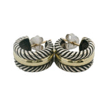 David Yurman Cable Collectibles 925 Sterling and 14k Yellow Gold Huggie Hoops Earrings