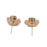 Vintage Solid 14kt Rose Gold 3D Flower Stud Earrings with Green Chrysoprase Stones