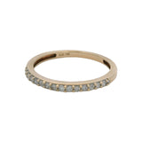 Solid 10k Yellow Gold Diamond 2mm Half-Eternity Stackable Band Ring Size 5.75
