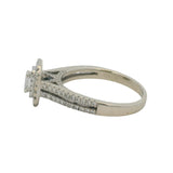 Vera Wang Love Solid 14kt White Gold and Diamond Emerald Cut Double Halo Engagement Ring Size 8.75