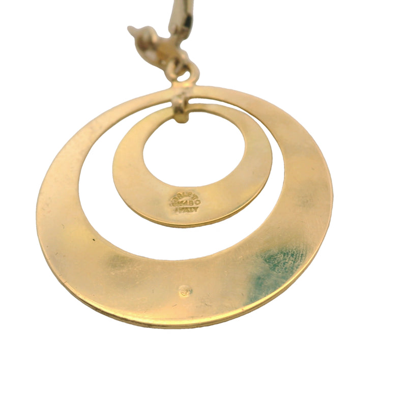 Corletto Italian 18kt Yellow Etched Gold and Sapphire Dangle Floral Double Circle Earrings
