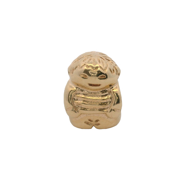 Charm deslizante de cuentas "Niño adorable" de oro amarillo macizo de 14 kt retirado de Pandora