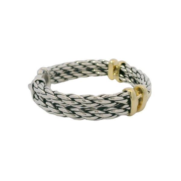 David Yurman RARE 925 Sterling Silver and 18kt Yellow Gold Single-Line Metro 8.5" Bracelet