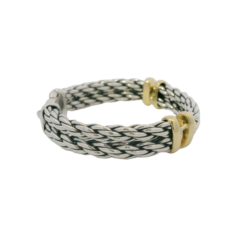 David Yurman RARE 925 Sterling Silver and 18kt Yellow Gold Single-Line Metro 8.5" Bracelet