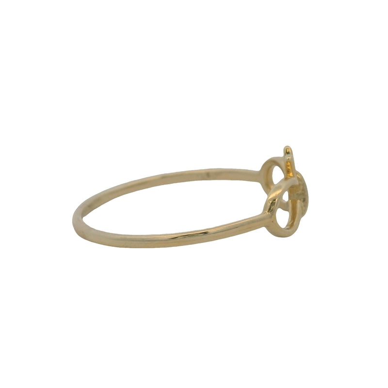 Solid 14kt Yellow Gold Thin Dainty Bow Ribbon Ring Made In Turkey Size 7