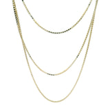 Vintage UnoAerre 14kt Yellow Gold Triple Strand 1mm Box Chain 23-27" Long Necklace