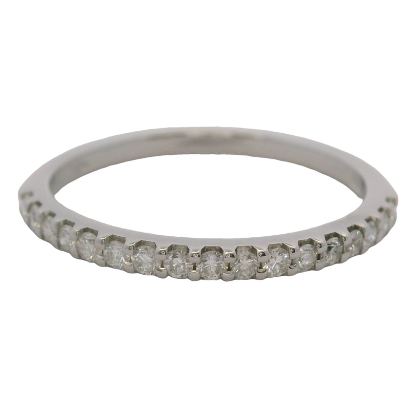 Solid 14kt White Gold and Diamond 2mm Stackable Wedding Band Ring Size 7