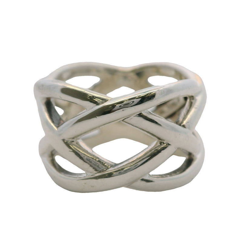 Tiffany & Co 925 Sterling Silver Celtic Knot 12mm Band Ring Size 4.5 Made In Italy