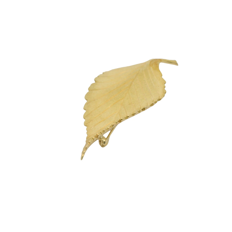 Vintage Tiffany & Co Solid 18kt Yellow Gold Beech Chestnut Leaf Pin Brooch