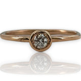 Bezel-Set Diamond Solitaire Wedding Engagement Ring 14kt Rose Gold stackable