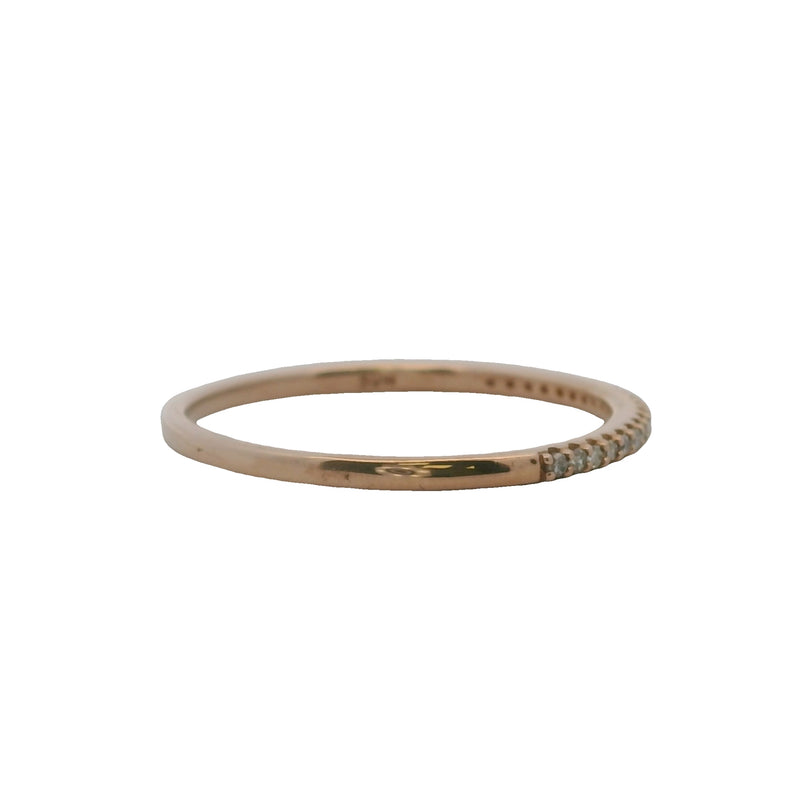 Solid 10kt Rose Gold and Diamond Thin 1.5mm Wedding Stacking Band Ring Size 9