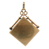 Antique Edwardian Solid 14kt Yellow Gold Blank Locket With Glass Charm Fob Pendant