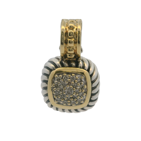 David Yurman 925 Sterling Silver 18kt Yellow Gold Albion Diamond Enhancer Pendant