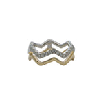S. Kashi Solid Two-Tone 14kt Gold and 0.33ctw Diamond Zig-Zag Fashion Ring Size 6.5