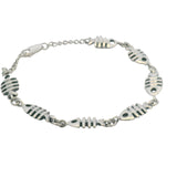 Solid 925 Sterling Silver Fish Bone Skeleton Link 7.5" Bracelet