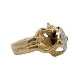 Vintage Solid 14kt Yellow Gold and 0.86ctw Natural Diamond 3D Sculpted Dragon Ring Size 8.5