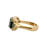 Vintage Solid 14kt Yellow Gold Green Tourmaline and Aquamarine Cocktail Ring Size 8