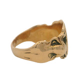 Antique Victorian Solid 14kt Yellow Gold "CC" Men's Signet Ring with Two Figures Size 13