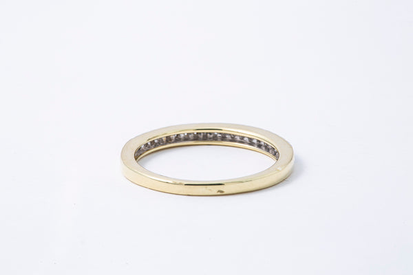 Diamond Line 2mm Anniversary Band 14K 585 Yellow Gold Ring Size 7 1/4