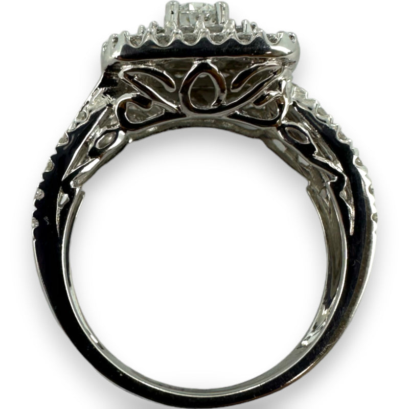 Simply Vera Vera Wang 14kt White Gold Double Halo Diamond Engagement Ring with Diamond Crossover Band Size 7