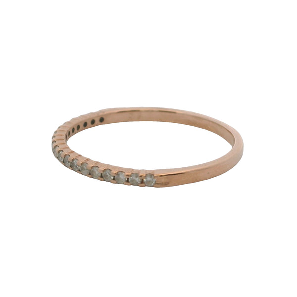 10kt Rose Gold and Diamond Thin Line Stackable Band Ring Size 8