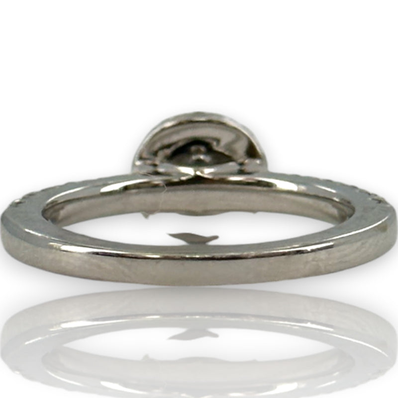 Vera Wang Love Collection 1ctw Diamond Frame Engagement Ring in Solid 14K White Gold with Halo and Signature Sapphire Size 6.5