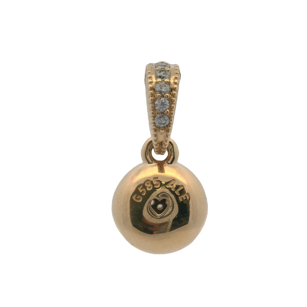 Charm colgante de gota deslumbrante de oro amarillo de 14 kt y circonita cúbica retirado de Pandora