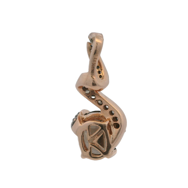Colgante de collar con diamantes y cuarzo ahumado en forma de cinta de oro rosa de 14 kt de Le Vian