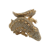 Vintage 14kt Yellow Gold and Pave 1.3ctw Natural Diamond Alligator 3D Statement Ring Size 6.75