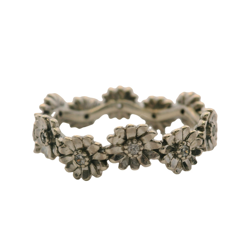 Pandora 925 Sterling Silver Sparkling Daisy Flower Crown CZ Ring Size 7.5