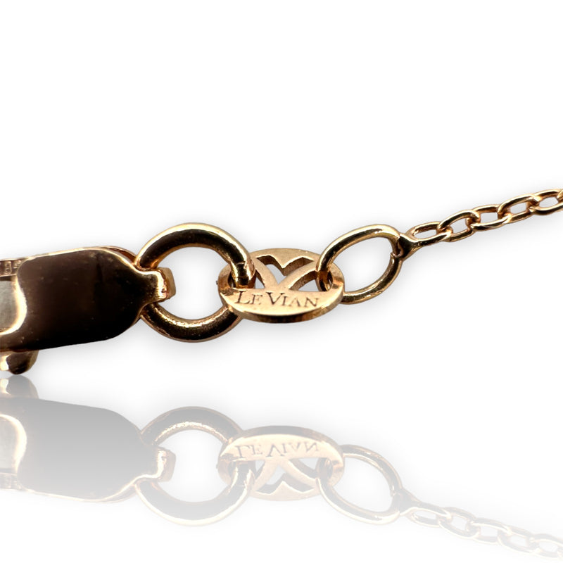 Le Vian 14kt Rose Gold 18" Necklace With Teardrop Pendant with White Diamonds and Blue Sapphires