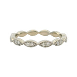 Brilliant Earth Solid 18kt White Gold and Diamond Scalloped Milgrain Eternity Band Ring Size 6