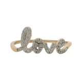 Solid 10kt Yellow Gold and Diamond "Love" Cursive Word Ring Size 6
