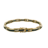 Natural Sapphire & Diamond Bar Link Station 18K 750 Yellow Gold Bracelet