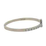 Solid 14kt White Gold and 0.20ctw Diamond Dainty T Cross Half Eternity Ring Size 7