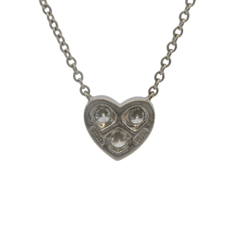 Tiffany & Co Solid 950 Platinum 3 Diamond 0.30ctw Sentimental Heart 16" Necklace