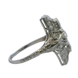Antique 1920s Platinum and Old Mine and Old European Diamond Filigree Dinner Ring Size 8